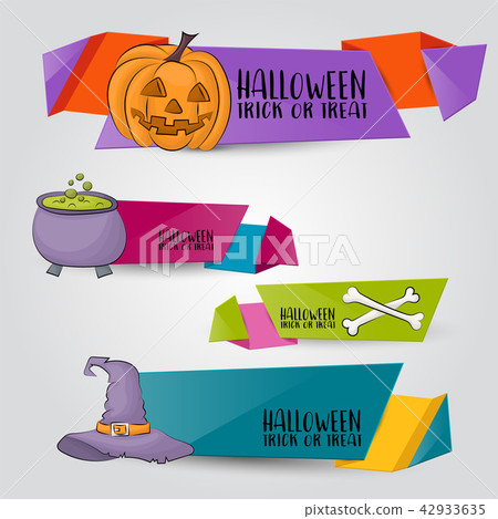 Halloween banner set. Horizontal vector 42933635
