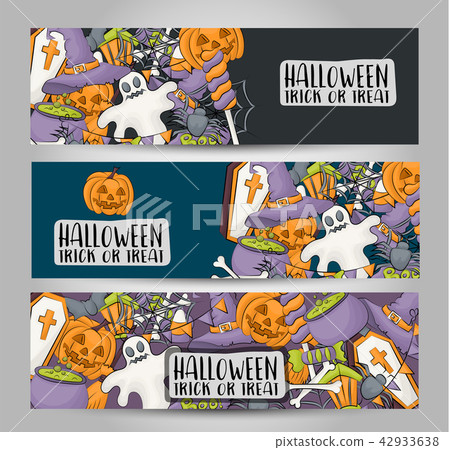 Halloween banner set. Horizontal vector 42933638