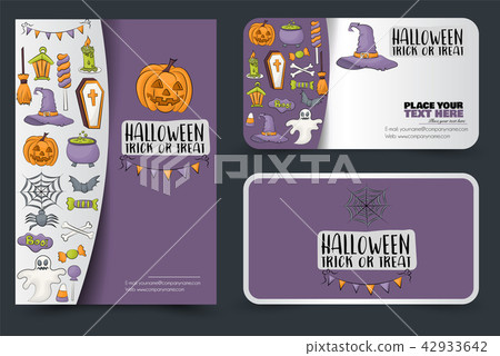 Halloween poster and cards. Design for a party Halloween poster and cards. Design for a party 42933642