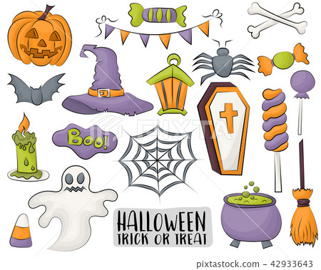 Set of Halloween design elements and icons Set of Halloween design elements and icons 42933643