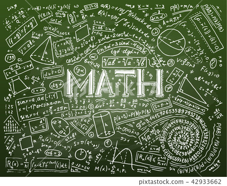 Scientific formulas and calculations in physics and mathematics on whiteboard. The lesson of algebra 42933662