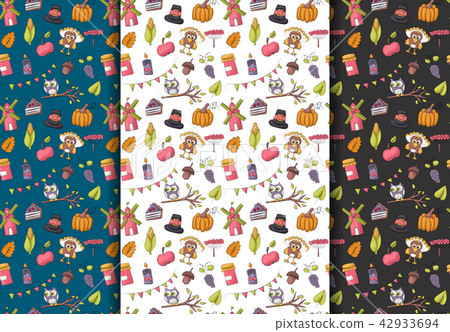Thanksgiving seamless pattern set. Autumn harvest 42933694