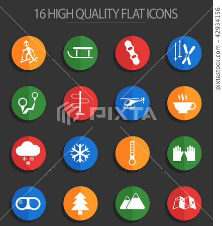 skiing 16 flat icons 42934156