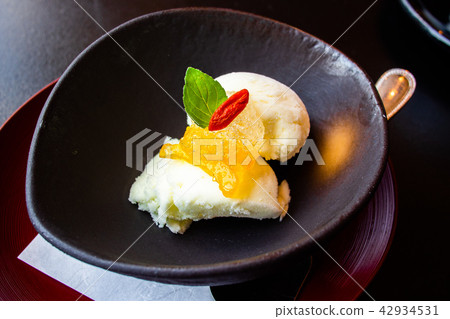 Aromatic tasty and delicious Yuzu sorbet ice cream Aromatic tasty and delicious Yuzu sorbet ice cream 42934531