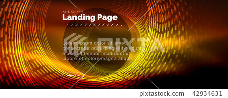Neon glowing techno lines, hi-tech futuristic abstract background template with circles, landing Neon glowing techno lines, hi-tech futuristic abstract background template with circles, landing 42934631