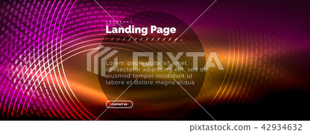Neon glowing techno lines, hi-tech futuristic abstract background template with circles, landing Neon glowing techno lines, hi-tech futuristic abstract background template with circles, landing 42934632