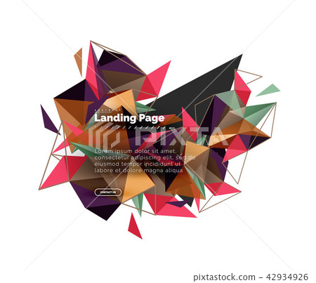 Triangular design abstract background, landing page. Low poly style colorful triangles on white 42934926