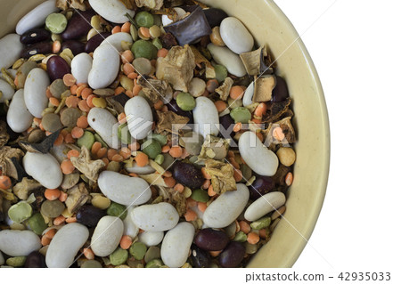 Dried Legumes Soup Mix in a bowl, close up. Dried Legumes Soup Mix in a bowl, close up. 42935033
