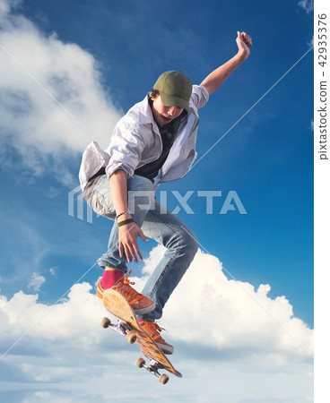Skater on the sky background. Sport and active 42935376