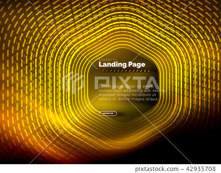 Neon glowing techno hexagon shape lines, hi-tech futuristic abstract background, landing page 42935708