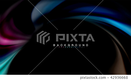 Fluid colors abstract background, twisted liquid design on black, colorful marble or plastic wave 42936668