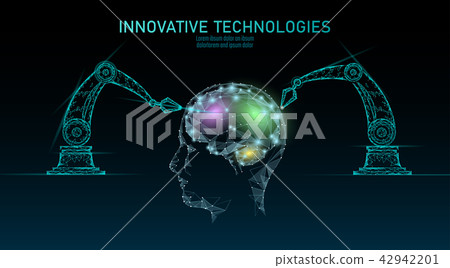 Low poly robot android brain machine learning. Innovation technology artificial intelligence human 42942201