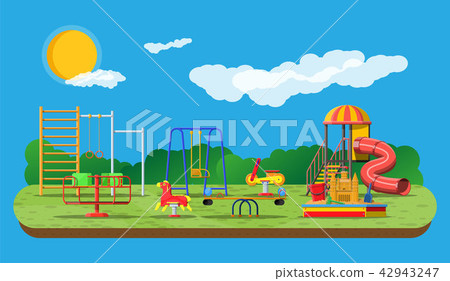 Kids playground kindergarten panorama 42943247