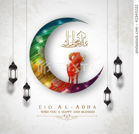 Eid Al Adha background design with colorful moon a Eid Al Adha background design with colorful moon a 42943281