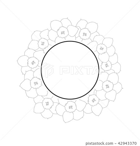 Daffodil - Narcissus Flower Outline Banner Wreath Daffodil - Narcissus Flower Outline Banner Wreath 42943370