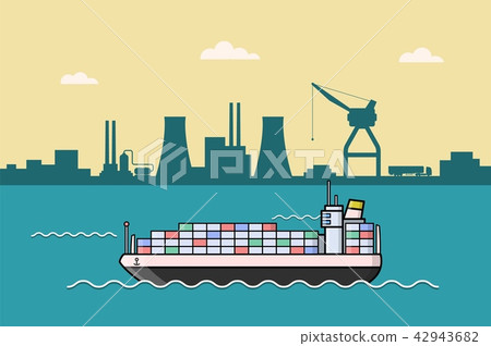 Commercial cargo ships. Sea transport logistics. 42943682
