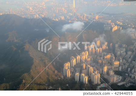 view of plane window looking down of a land view of plane window looking down of a land 42944055