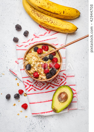 Smoothie bowl with berries. Vegan ice cream  42944708
