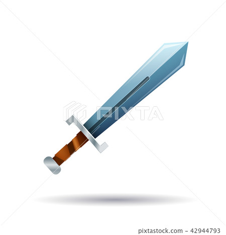 Bright cartoon sword, game icon isolated on white Bright cartoon sword, game icon isolated on white 42944793