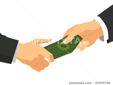 Bright flat businessman hand taking money Bright flat businessman hand taking money 42944796