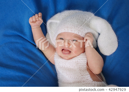 portrait of newborn baby in a hat with ears portrait of newborn baby in a hat with ears 42947929