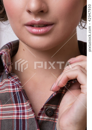 Model posing in a dress. Item of clothing close-up Model posing in a dress. Item of clothing close-up 42947930