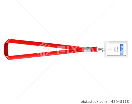 Blank plastic id card with red lanyard 42948118