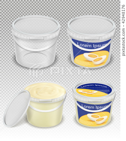 Plastic buckets for food product realistic Plastic buckets for food product realistic 42948176
