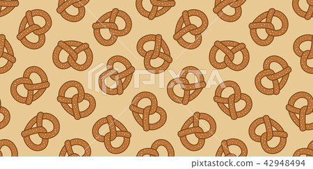 Pretzel cookie baked snack doodle vector isolated 42948494