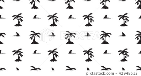 Shark Fin Seamless Pattern Vector Dolphin Coconut 插圖素材 圖庫