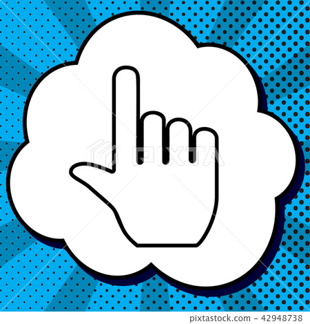 Hand sign illustration. Vector. Black icon in bubble on blue pop 42948738