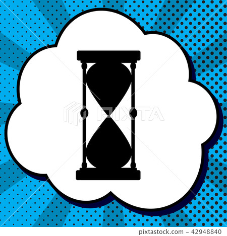 Hourglass sign illustration. Vector. Black icon in bubble on blu Hourglass sign illustration. Vector. Black icon in bubble on blu 42948840
