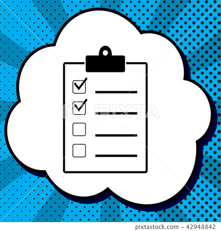Checklist sign illustration. Vector. Black icon in bubble on blu Checklist sign illustration. Vector. Black icon in bubble on blu 42948842