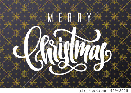 Holiday card with hand lettering Merry Christmas 42948906