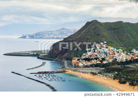 Top view of beach Las Teresitas in Tenerife, Spain Top view of beach Las Teresitas in Tenerife, Spain 42949671