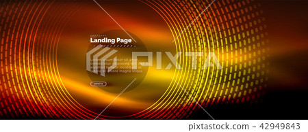 Neon glowing techno lines, hi-tech futuristic abstract background template with circles, landing Neon glowing techno lines, hi-tech futuristic abstract background template with circles, landing 42949843