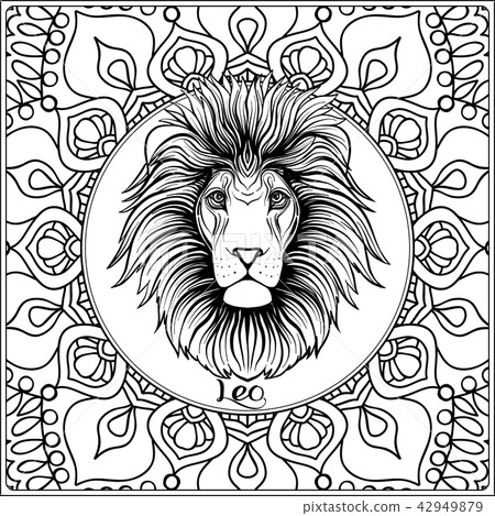 Decorative zodiac sign on pattern background. Decorative zodiac sign on pattern background. 42949879