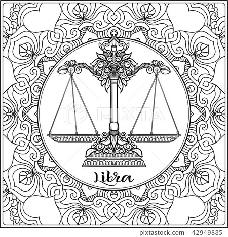 Decorative zodiac sign on pattern background. Decorative zodiac sign on pattern background. 42949885
