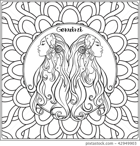 Decorative zodiac sign on pattern background. Decorative zodiac sign on pattern background. 42949903