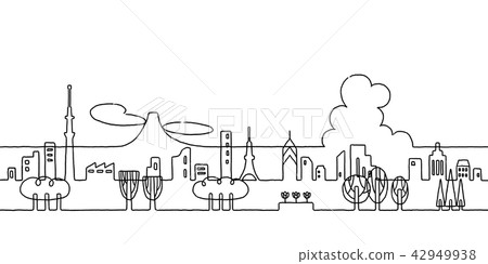都市風景手拉的風圖畫東京 42949938