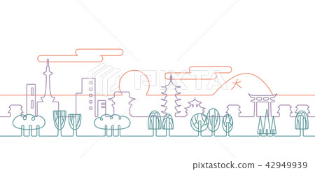 City line drawing Kyoto City line drawing Kyoto 42949939