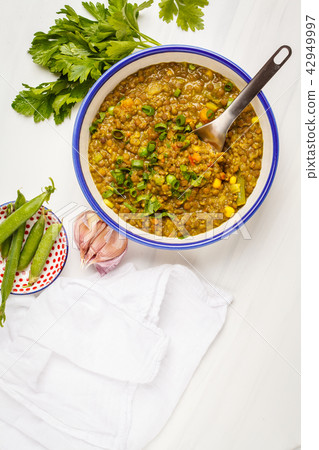 Lentil curry, Indian cuisine, tarka dal, white Lentil curry, Indian cuisine, tarka dal, white 42949997