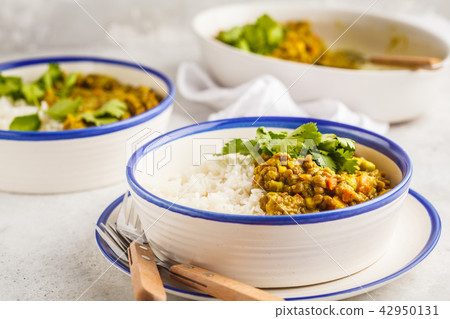 Lentil curry with rice, Indian cuisine, tarka dal 42950131