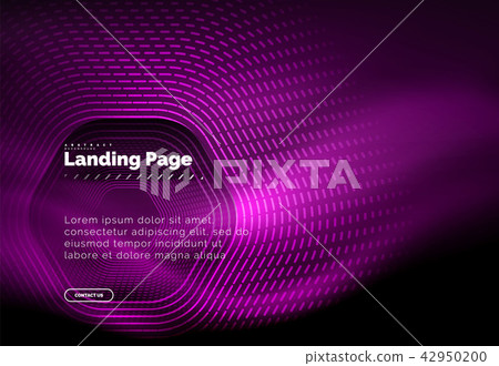 Neon glowing techno hexagon shape lines, hi-tech futuristic abstract background, landing page 42950200