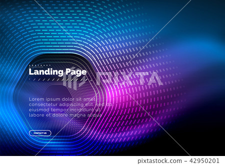 Neon glowing techno hexagon shape lines, hi-tech futuristic abstract background, landing page 42950201