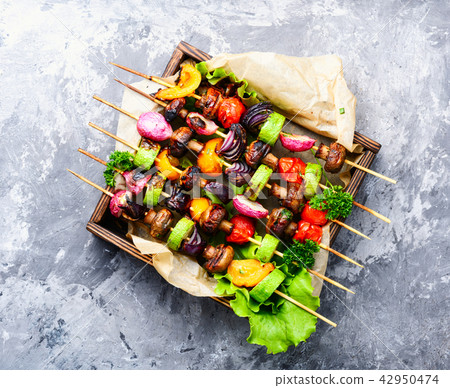 Vegetables grilled skewers 42950474