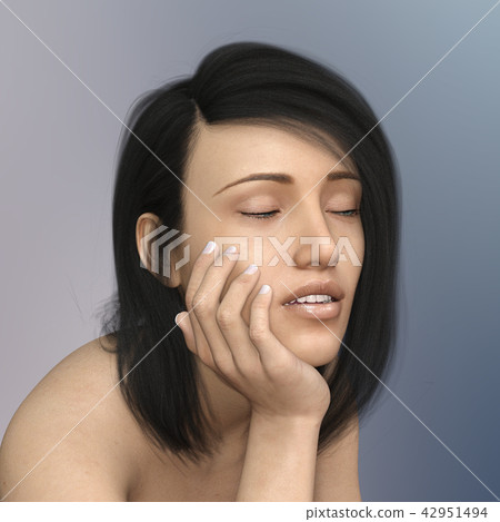 Young woman with closed eyes in casual pose 42951494