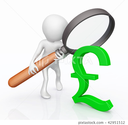 3D figure with magnifying glass and pound sign 3D figure with magnifying glass and pound sign 42951512