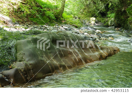 Shinshu Tatsuno Town Yagakawa Valley的Serpent Stone侵入性侵入乾坑國家指定的自然紀念碑 Shinshu Tatsuno Town Yagakawa Valley的Serpent Stone侵入性侵入乾坑國家指定的自然紀念碑 42953115