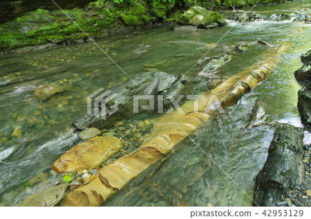 Shinshu Tatsuno Town Yagakawa Valley的Serpent Stone侵入性侵入乾坑國家指定的自然紀念碑 Shinshu Tatsuno Town Yagakawa Valley的Serpent Stone侵入性侵入乾坑國家指定的自然紀念碑 42953129